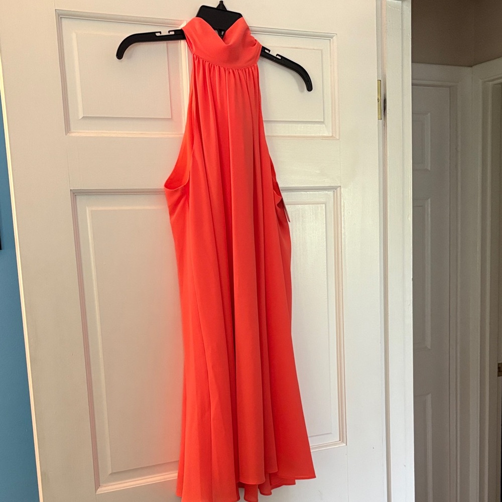 Badgley Mischka Vibrant Orange Backless Dress